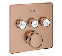 El termostato Grohe Grohtherm SmartControl con tres válvulas de cierre, 29126DL0, Color: cálido atardecer cepillado
