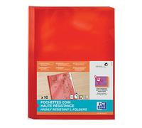 Elba 100206723 - Lote de 10 fundas de esquina (PVC liso, A4, 10 unidades), color rojo