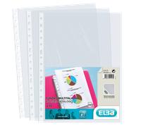 Elba pack de 10 fundas multitaladro pp 90 micras - tamaño folio - acabado piel naranja - transparente