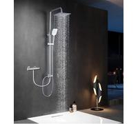 Elbe®Columna ducha sin grifo, con cabezal de ducha cuadrado de 20 cm en acero inoxidable 304