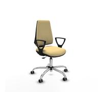 Elche cp similpiel crema brazos fijos base cromada ruedas engomadas 65