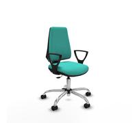 Elche cp similpiel turquesa brazos fijos base cromada ruedas nailon 65