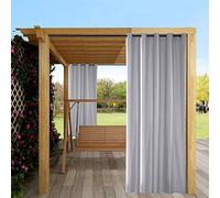 ele ELEOPTION Cortina de Exterior Impermeable, Opaca, Resistente al Viento, Protección UV, para Balcón, Jardín o Patio (137 x 244cm, Gris Claro)
