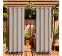 ele ELEOPTION, Cortina impermeable para exteriores, con ojales superiores e inferiores para porche frontal, pérgola, cabana, patio cubierto, cenador, casa en la playa (beige, 2 unidades, 137 x 244 cm)