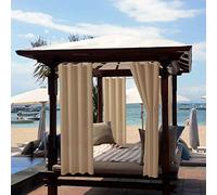 ele ELEOPTION Cortinas de Exterior, Resistentes al Agua, Protección UV, Cortina Exterior con Ojales, Cortina Opaca para Jardín, Patio, Balcón, Beige 1, 1 Trozo / 132 X 240cm