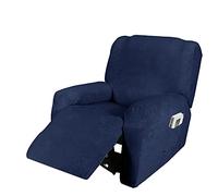 ele ELEOPTION Funda de Sillón Reclinable Relax, Funda de Sillón Extensible de Terciopelo, Funda de Sillón de Masaje Lavable en Casa, Protector de Sillón Reclinable - 1 Plaza (4 Piezas), Marina