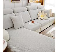ele ELEOPTION Fundas de cojín elásticas para sofá, sillón, sofá biplaza, Protector de Muebles para Sala de Estar (Longitud 157.5-188.0 cm de Ancho, 89-109.2 cm, Funda de diván), Color Gris y Blanco