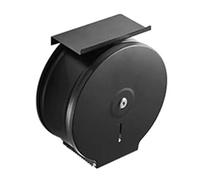 Eleage Dispensador de Rollo de Inodoro de Acero Inoxidable, Duradero, Resistente a la Lluvia, Soporte de Montaje en Pared para Uso Comercial en el Hogar, 9,8x10,2x4,5 Pulgadas (Negro con Estante)