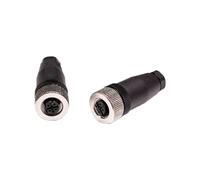 Elecbee 2 piezas 5 pines hembra Conector M12, M12 hilo exterior Enchufe del Conector Aviation IP67 Código B Conector Industria de montaje por cable hilo interno no blindado Unión atornillada