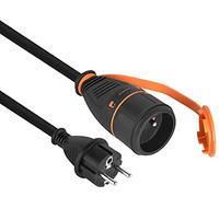 Electraline 01750 - Cable alargador IP44 5 m de goma H07RN-F 3G1,5 mm hembra francés Electralock equipado con un sistema de bloqueo que evita la desconexión con enchufe, color negro