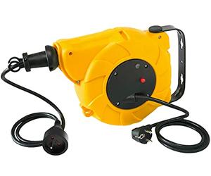 Electraline 100236 - Enrollacables eléctrico automático a Resorte con alargador (10 m, 250 V) Color Amarillo