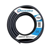 Electraline 11761, Cable para Extensiones Eléctricas H05VV-F, Sección 3G1.5 mm, 10 m, Negro
