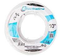 Electraline 11781, Cable para Extensiones H05VV-F, Sección 3G1.5 mm, 10 m, Blanco