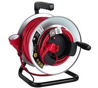 Electraline 208668 - Enrollador de jardín profesional con alargador de metal con platino fijo (40 m, H05VV-F 3G1,5 mm2, con guía para cable, color rojo