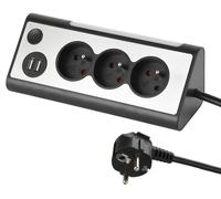 Electraline 35430, enchufe de pared, con 3 tomas de corriente, 2 puertos USB y un interruptor de encendido/apagado