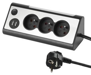 Electraline 35430, enchufe de pared, con 3 tomas de corriente, 2 puertos USB y un interruptor de encendido/apagado