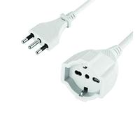 Electraline 46126 - Extensión Sp Ita/Pr Schuko Bivalente, 10 M, Zócalo Universal, Enchufe 16 A, Cable 3X15 Mm, Blanco