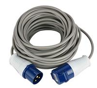 Electraline 46148 Extensión 20 mt Zócalo industrial IEC Enchufe de 3 polos Adecuado para autocaravana, camping, caravana, barco, obra, gris, IP40