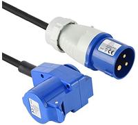 Electraline 46149 Extensión de goma RN-F 10m Conector IEC industrial de 3 polos + 1 Schuko Adecuado para Camper, Camping, Caravana, Barco, Construcción - IP44, 10 m, Negro