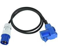 Electraline 46150 Extensión de Goma Industrial 1.5M H07RN-F 1.5M, 1 Toma Schuko + 1 toma CEE, Enchufe CEE industrial, Adecuado para Camper, Camping, Caravana, Barco, Construcción, IP44, Negro