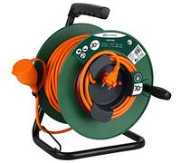 Electraline 49236 Alargador de jardín con enrollacables 30 Mt, enchufe y toma Europea 2 polos, apto para Electrodomésticos de jardinería, con protección y Platin Fix, sección Cable 2x1,5 mm2