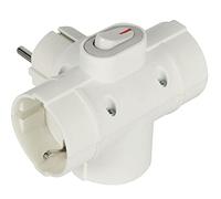 Electraline 55090 Adaptador Triple con Tres Tomas Lateral Schuko 16A, con Interruptor ON/OFF