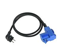 Electraline 55092 Cable Adaptador Industrial IP44 Outdoor para Camping/Prolongador/Extensión de goma 1.5M, Toma doble (CEE + Schuko), Enchufe Schuko, Cable de goma 1.5M H07RN-F 3G1.5mm, Negro