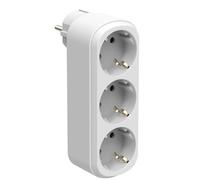 Electraline 55099 Adaptador Triple Prima de 3 Tomas 16A (2P+E) Schuko Frontal, Regleta de 2 Tomas Schuko, Adaptador de pared, Blanco
