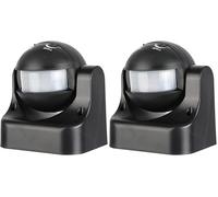 Electraline 58411 - Sensor Detector de Presencia de Movimiento, Interruptor crepuscular y Timer IP44, Color Negro (Paquete de 2)