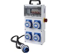 Electraline 60425 Cuadro de distribución eléctrica con 4 tomas CEE 2P+T IP67, enchufe CEE 2P+T, cable H07RN-F 3G2.5 de 1,7 m, con interruptor diferencial RCD de 30 mA + 4 disyuntores MCB