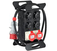 Electraline 60428 Cuadro Eléctrico de Obra con Interruptor de Seguridad RCD 30mA, 4 enchufes Schuko + 2 enchufes industriales CEE. Cable 2 M H07RN-F 5G2.5 mm² IP44