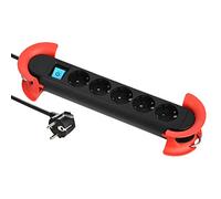 Electraline 62046, Regleta Base Profesional 5 tomas schuko, cable 5 mt, con 2 ganchos para colgar la base, negro