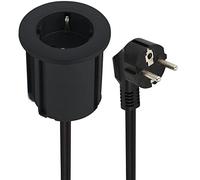 Electraline 62564 Regleta Base Multiple con Enchufe Grommet de Escritorio, Enchufe de Mesa, Cable 2M, D 54 mm Equipado con Adaptador para Orificio estándar de 60 mm, Negro