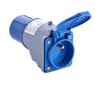 Electraline 80811 - Adaptador industrial IP44 CEE con enchufe francés 16A, enchufe CEE 2P+T, con tapa
