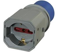 Electraline 80863 Adaptador Enchufe a 3 Polos Industrial IEC Enchufe polivalente (Schuko + 10/16 A) Apto para Caravana, Camping, Caravan, Barco, Obra - IP20 Gris