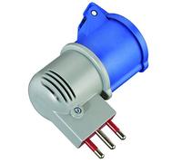 Electraline 80958 Adaptador Enchufe Italiana Grande 16 A Enchufe Industrial IEC con Tapa Apto para Caravana, Camping, Caravan, Barco, Obra Gris