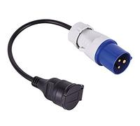 Electraline 900039 Adaptador Industrial con 1 Toma Schuko + Enchufe CEE (por Caravana, Obra de construcción, Barco, Autocaravana, Camping) -Área Exterior IP44