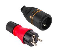 Electraline 92391 Paquete de 1 Clavija IP54 + 1 Toma de Corriente Schuko Electralock Equipado con un Mecanismo de Bloqueo Que Evita la desconexión Accidental del Enchufe, Rojo/Negro, Confezione da 1