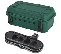 Electraline 92433 Caja protectora impermeable IP54 con cable de 4 vías 3M Multisocket incluido, organizador de cables con 5 salidas de cable (de 7,5 mm a 12,4 mm), dimensiones 320x180x126 mm