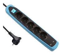 Electraline Gummy 62157 Regleta Base 5 Enchufes y 2 USB 2.1A - Cover de silicona - cable 2 m clavija plana