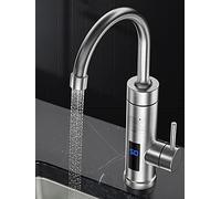 Electric Kitchen Faucet with Instant Water Heater 230V, 3000W (3kW) Undersink Unit with LED Temperature Display & 360° Swiveling Stainless Steel Spout (B)