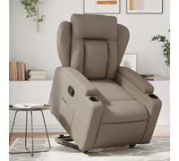 Eléctrico elevable reclinable para ancianos marrón 77 x 94 5 x 100 cm | Sillón Reclinable Elevable Eléctrico para Personas Mayores con Masaje y Portavasos, Cuero Sintético Capuchino, Mando a