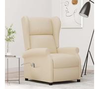 Eléctrico reclinable 3 posiciones control manual Crema 73x95x103 cm | Sillón orejero reclinable eléctrico tela blanco crema con masaje y reposapiés, butaca relax eléctrica para sala de estar