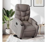 Eléctrico Reclinable Elevable Para Personas Mayores Gris Topo 74x89x100 cm | Sillón eléctrico reclinable y elevable para ancianos con motor, butaca relax de tela gris taupe con portavasos y mando, sofá