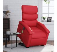 Eléctrico reclinable elevable para personas mayores Rojo 70x92x99cm | Sillón Elevable Eléctrico para Personas Mayores con Masaje y Reclinable de Cuero Sintético Rojo con Mando Portaobjetos