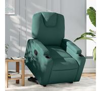 Eléctrico reclinable elevador para ancianos manual 74x88x97 cm verde | Sillón reclinable elevable eléctrico para personas mayores con masaje y portavasos, tela verde oscuro, respaldo reclinable