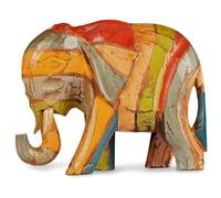 Elefante de madera tallado y pintado a mano en un estilo rustico