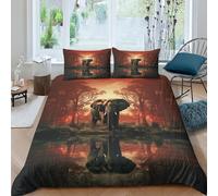 Elefante Juego De Ropa De Cama 3 Piezas,3D Impresión Microfibra Animal Decorativo Juego De Fundas De Edredón Incluye Funda Nórdica Y Funda De Almohada para Familiar Y Niños Bedding Doble（200x200cm）