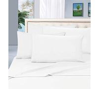 Elegancia y Confort 1500 Hilos Egipcio Calidad 6 Piezas Resistente a Las Arrugas Lujoso Juego de sábanas, Blanco, Matrimonio Doble
