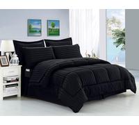 Elegancia y Confort® Resistente A Las Arrugas - Sedoso Suave Dobby Stripe Bed-in-a-Bag 8 Piezas Comforter Set - -Hypoallergenic - King Negro